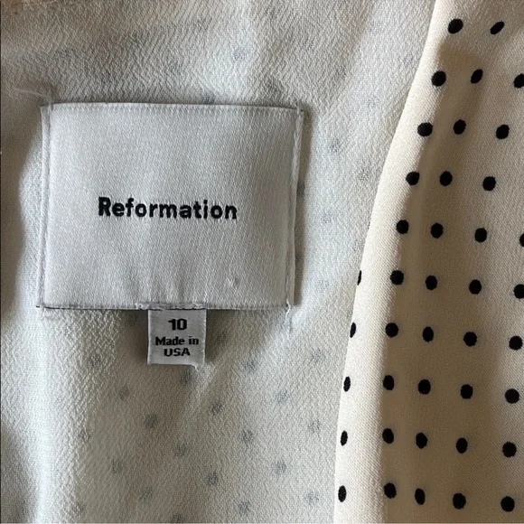 Reformation Kaylia Dress in Allegra bow tie neck polka dot minidress size 10 - Picture 9 of 12